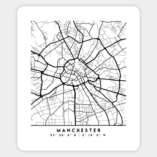 MANCHESTER ENGLAND BLACK CITY STREET MAP ART Sticker